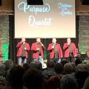 Purpose Quartet singing on stage at Christmas in the Smokies